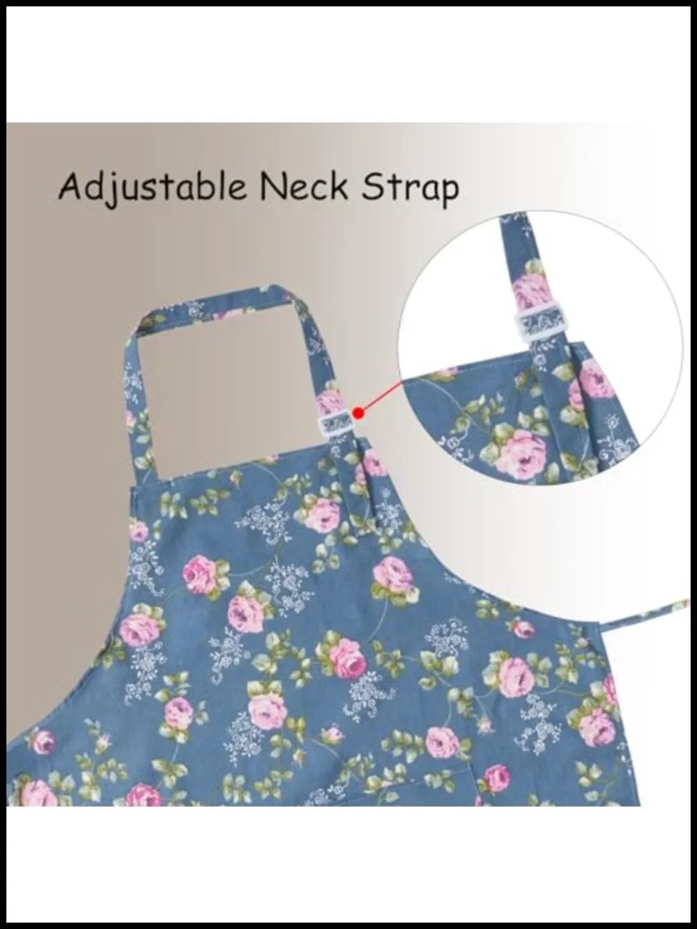 Cotton Linen Apron with Pockets Adjustable Neck Strap Kitchen Baking Gardening
